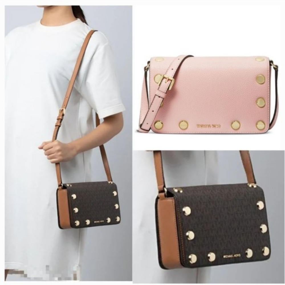 'MICHAEL KORS' 'HOLLY' LEATHER STUDDED CROSSBODY BAGw/MK DUST BAG 2-PIECE SET - Picture 15 of 16